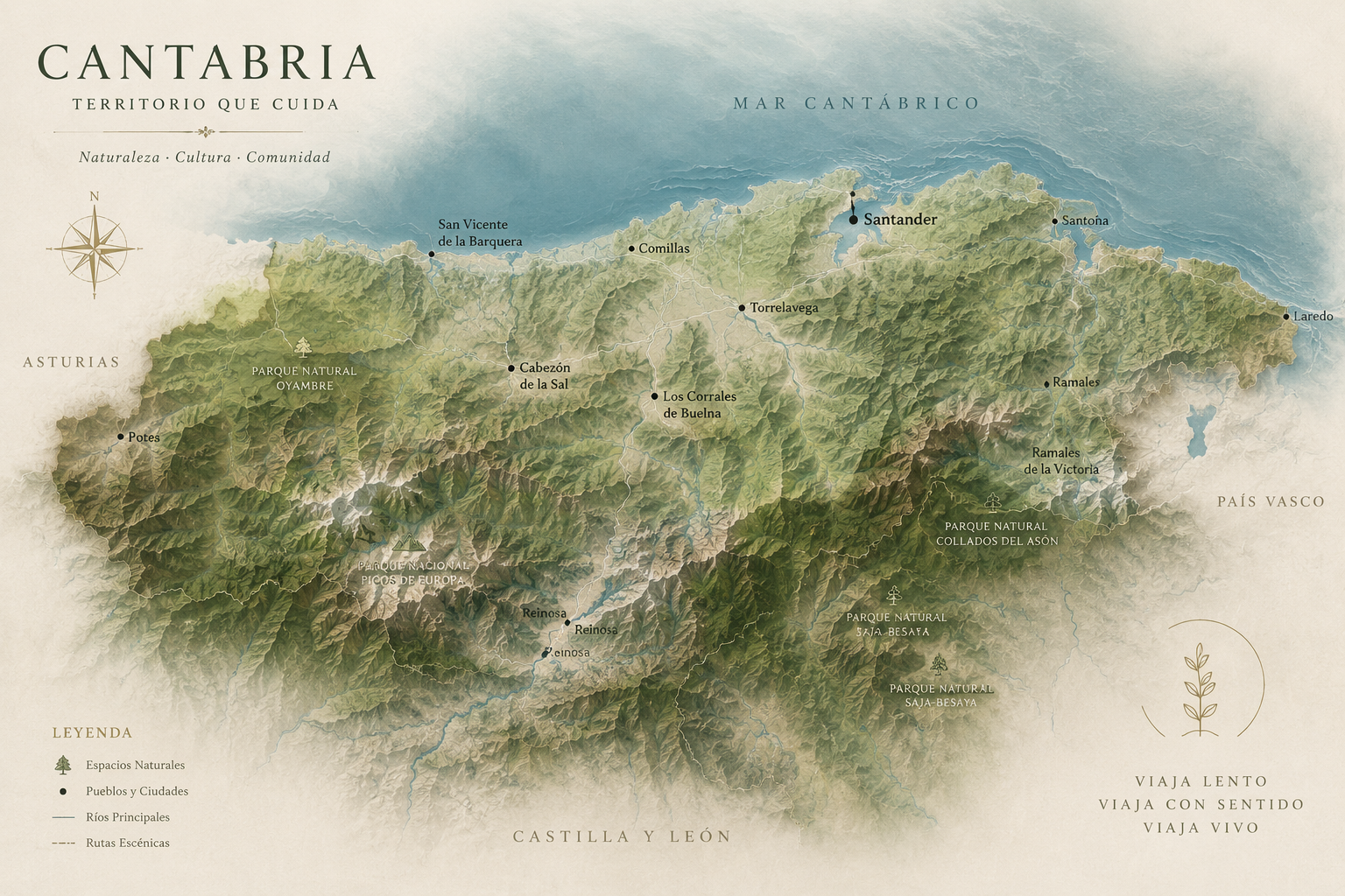 Mapa ilustrado de Cantabria